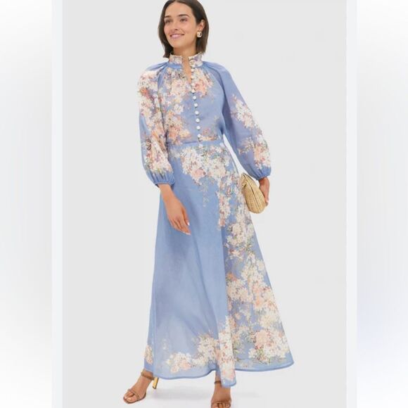 Zimmermann Blue Floral Long Sleeve blouse and skirt set size2 - Picture 1 of 16